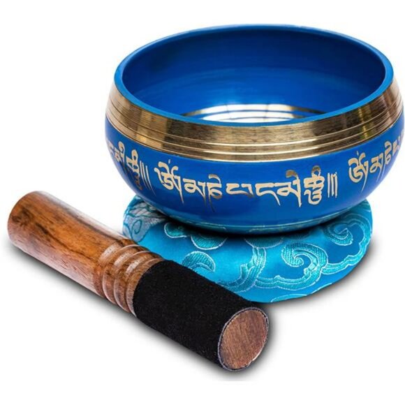 Tibetan Singing Bowls Set 4.2 inch (Blue Throat Chakra) - Picture 1 of 2